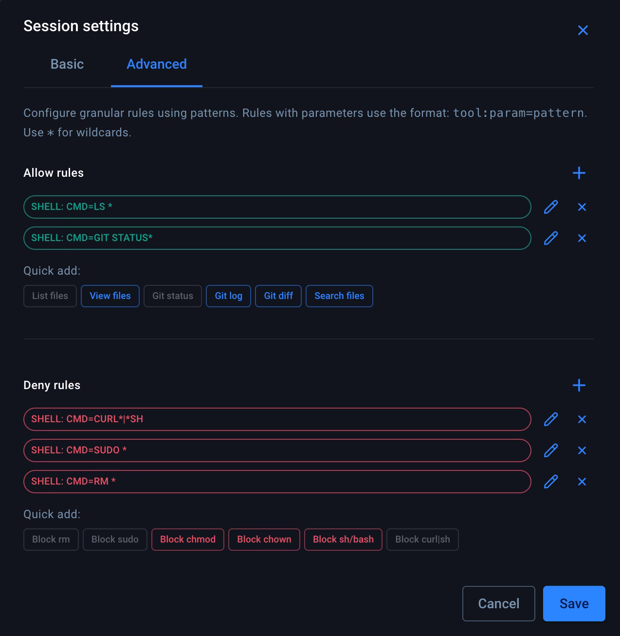 Advanced tool configuration