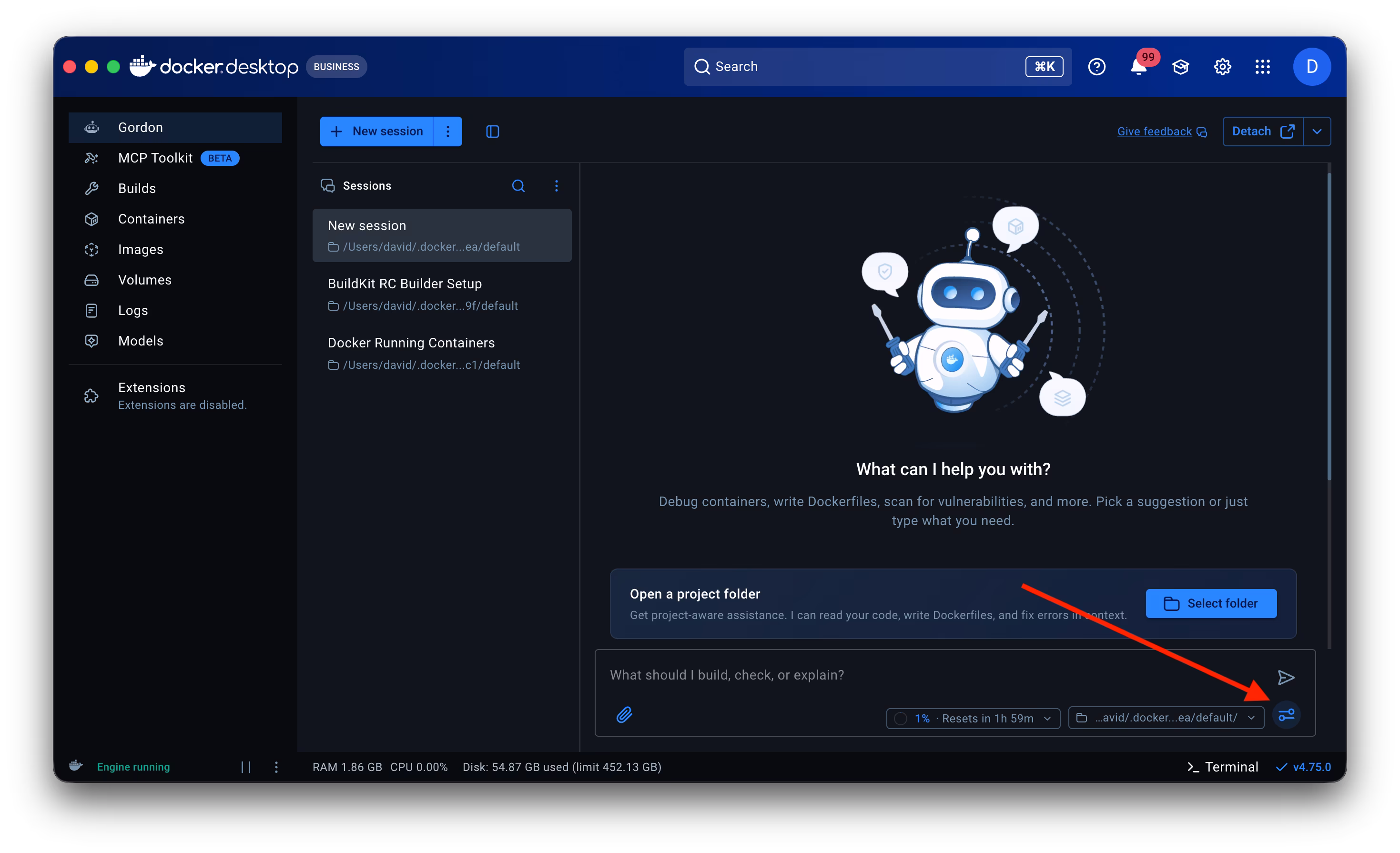 Session settings icon