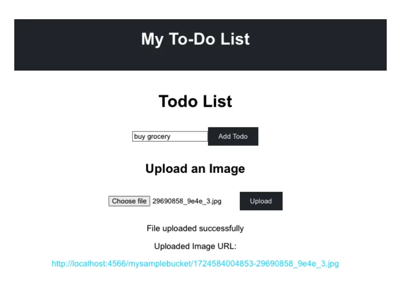 Diagram showing a working todo-list application