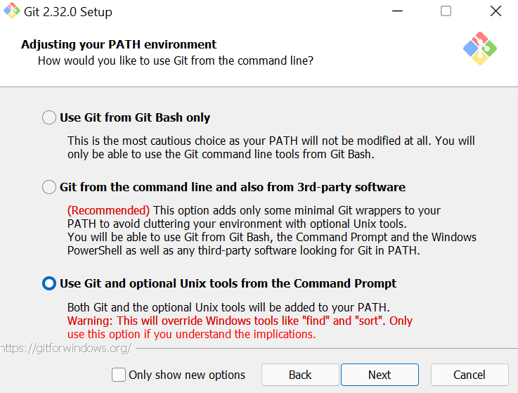 Windows 上での Git のパス追加