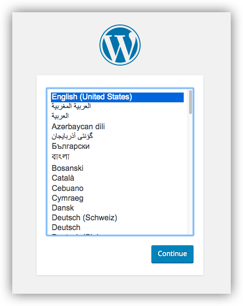 WordPress インストール時の言語選択